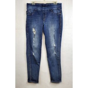 Rock & Republic Denim Rx Jeans FEVER Pull On Distressed Blue Women's Size 14